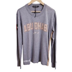 Dolce Gabbana Abu Dhab Streetball Double Sided Gray Long Sleeve Shirt, Size 50